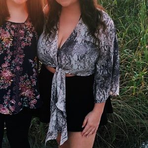 Snake print tie top